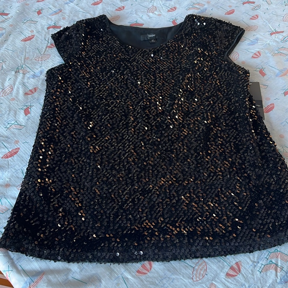 Black Sequin Women's Top sz S